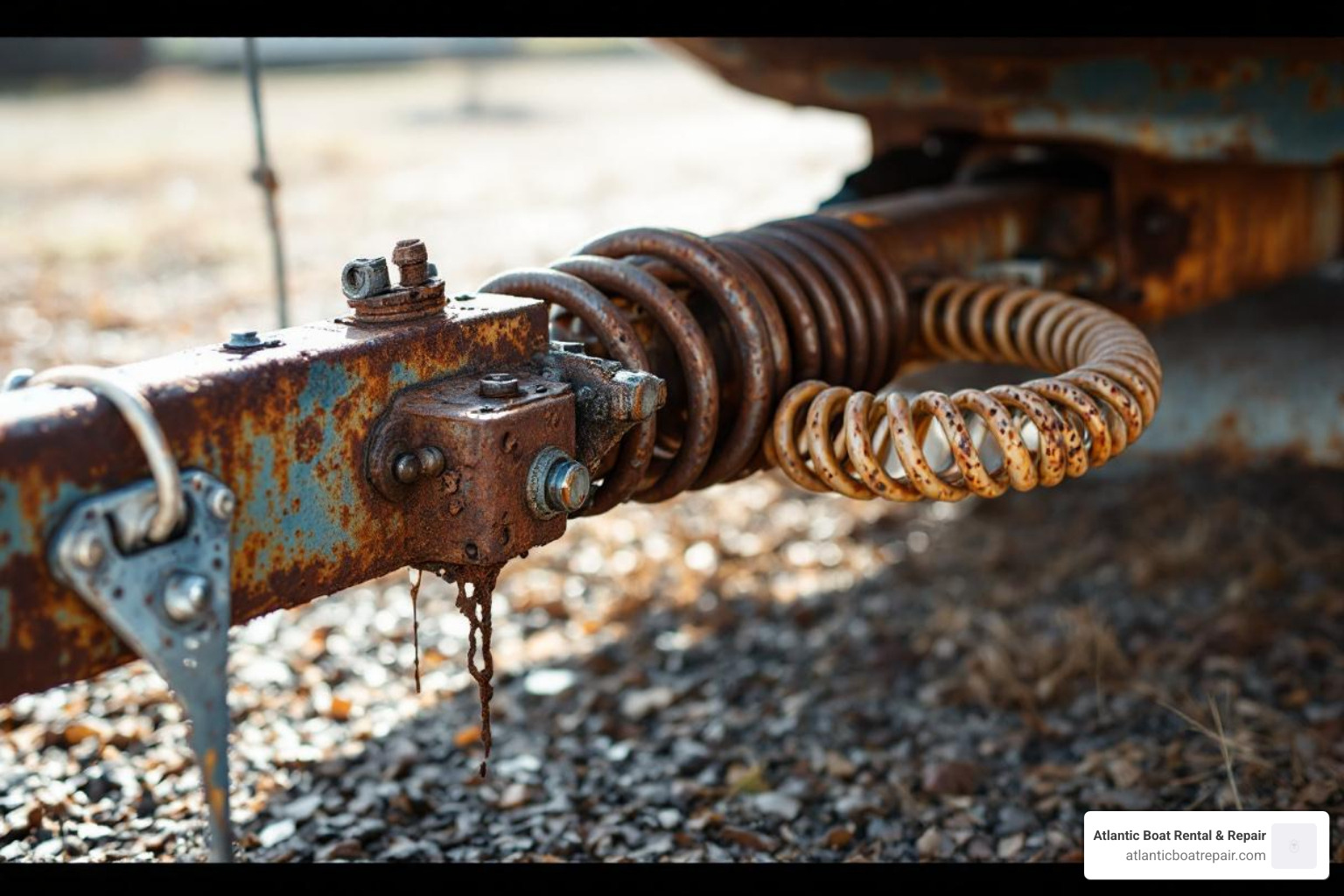 rusted trailer axle and leaf spring - marine boat trailer repair near me