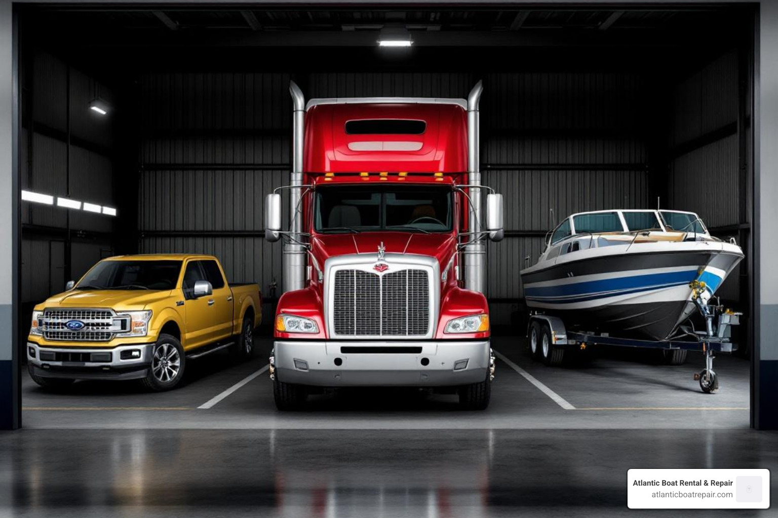 Various applications for remanufactured engines like a passenger car, a truck, and a boat - Factory remanufactured engines