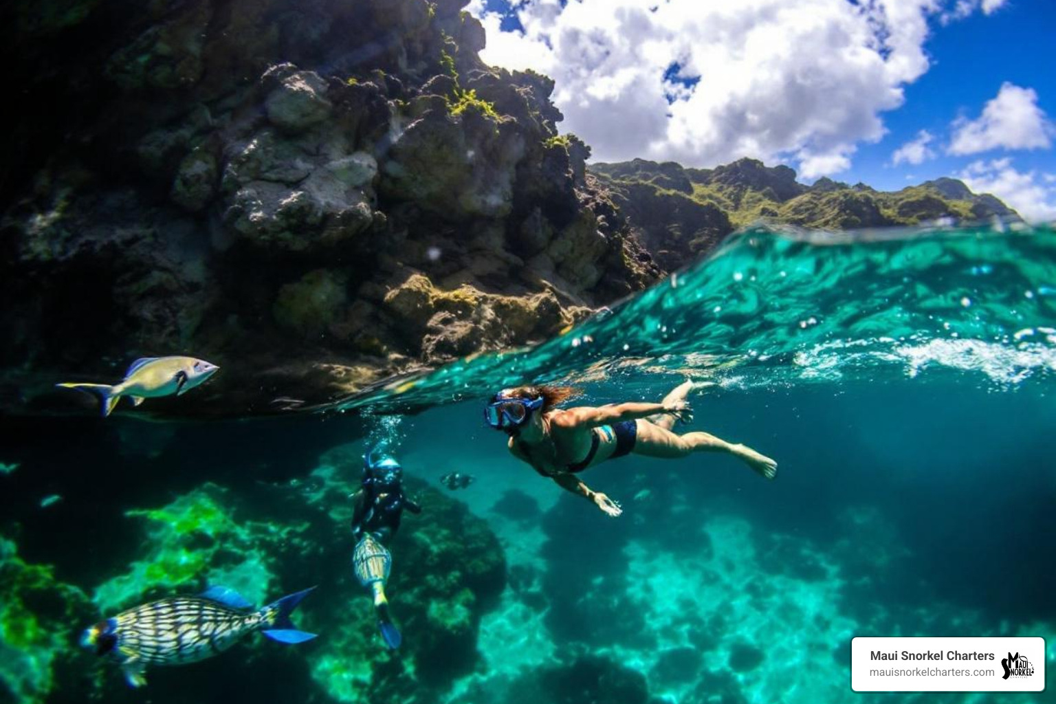 Molokini Crater from an aerial view - Maui snorkeling adventures Molokini Crater from an aerial view - Maui snorkeling adventures