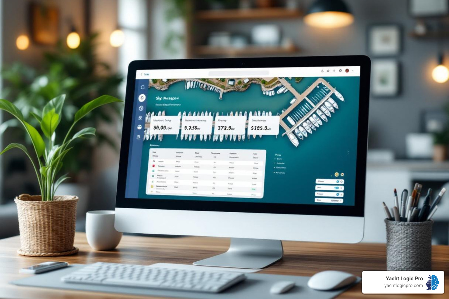 software dashboard showing slip management - marine business software
