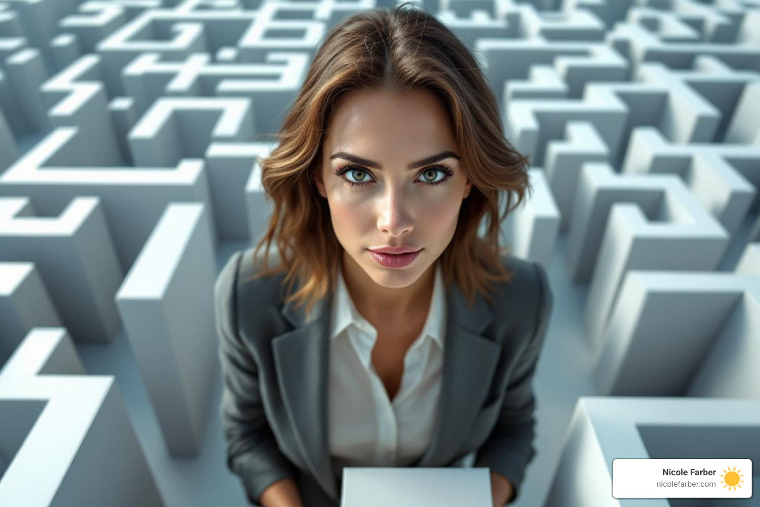 woman confidently navigating a complex maze - female leadership coach