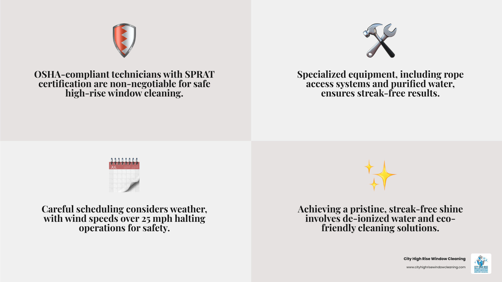 Infographic explaining the 4 pillars of high-rise window cleaning: Safety, Equipment, Scheduling, and Quality - new jersey high rise window cleaning infographic 4_facts_emoji_grey Infographic explaining the 4 pillars of high-rise window cleaning: Safety, Equipment, Scheduling, and Quality - new jersey high rise window cleaning infographic 4_facts_emoji_grey