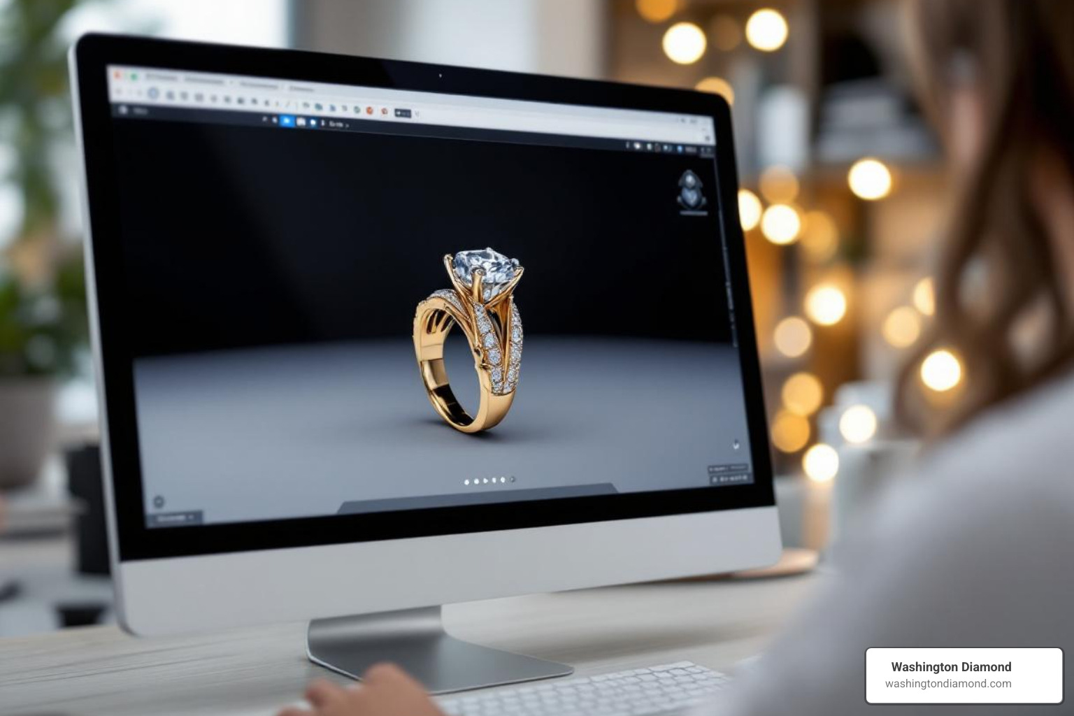 a 3D CAD rendering of a ring on a computer screen - Custom jewelry Virginia