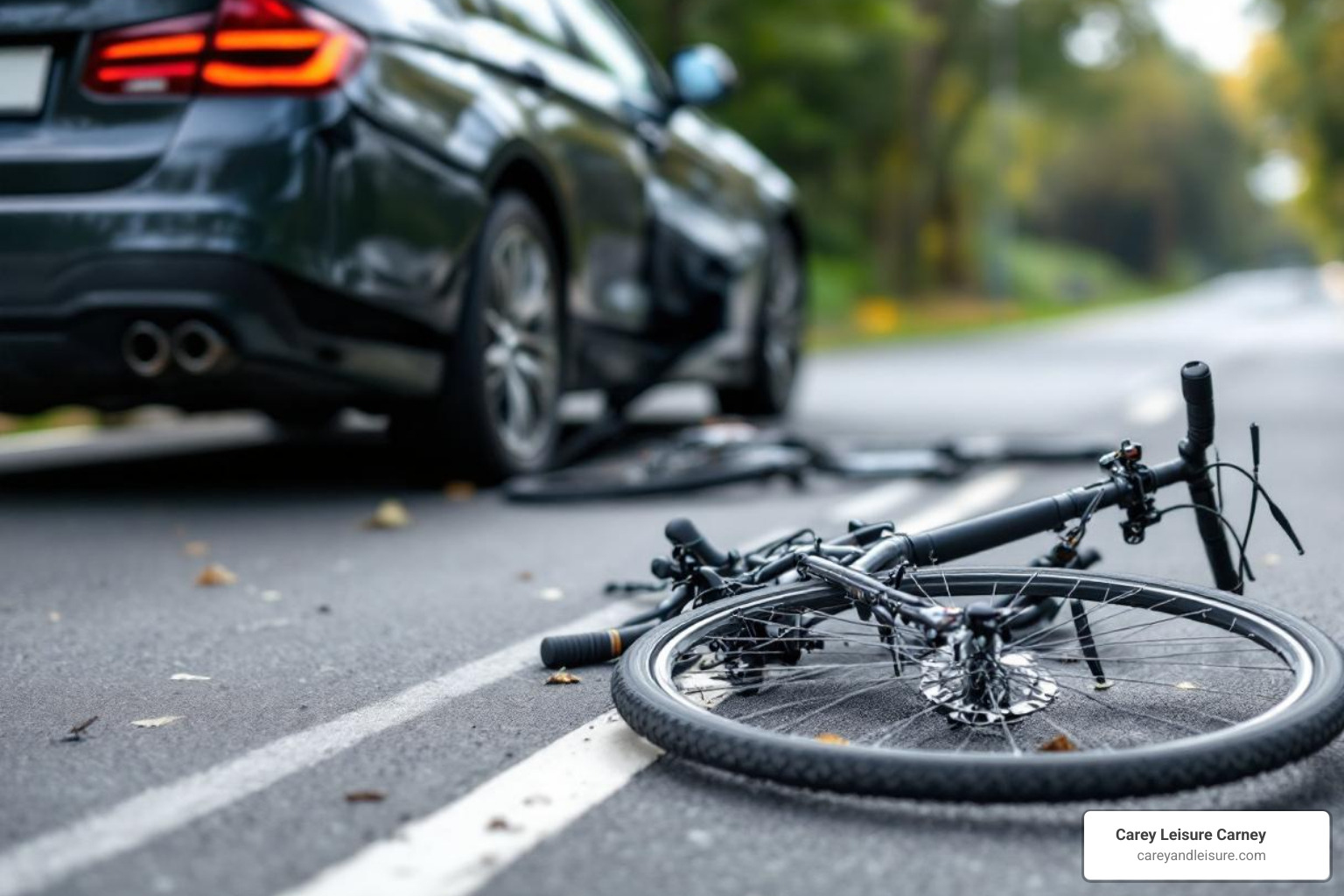 accident scene with bicycle and car - Bicycle accident claims
