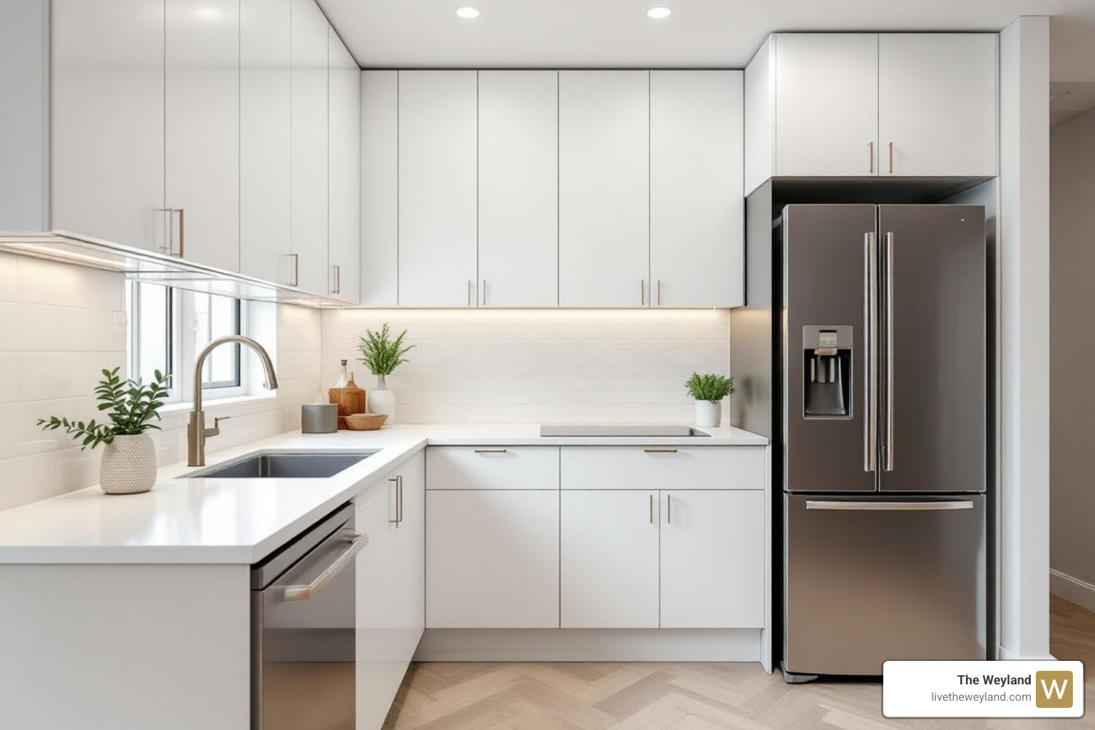 sleek, modern kitchen with quartz countertops and cabinet-front appliances - modern apartments chicago sleek, modern kitchen with quartz countertops and cabinet-front appliances - modern apartments chicago
