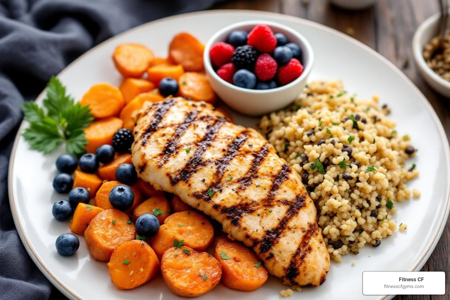 healthy recovery foods like chicken breast, sweet potatoes, quinoa, and berries - best way to recover after leg day healthy recovery foods like chicken breast, sweet potatoes, quinoa, and berries - best way to recover after leg day