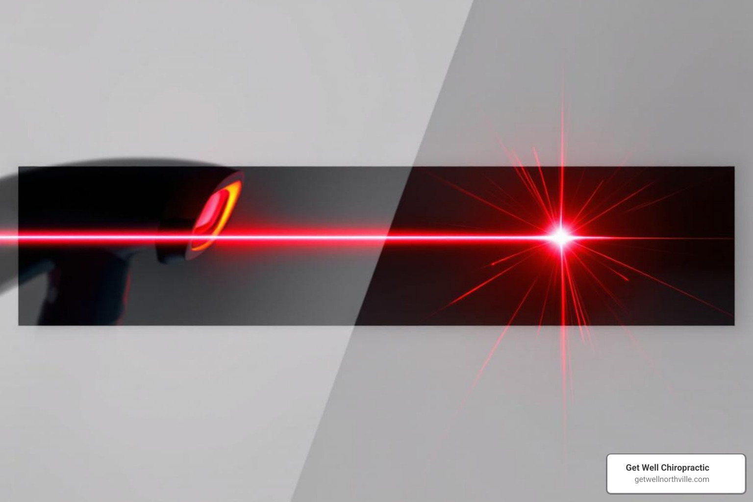 Comparison image: a barcode scanner's faint light next to a therapeutic laser's more intense, focused beam - class 2 cold laser