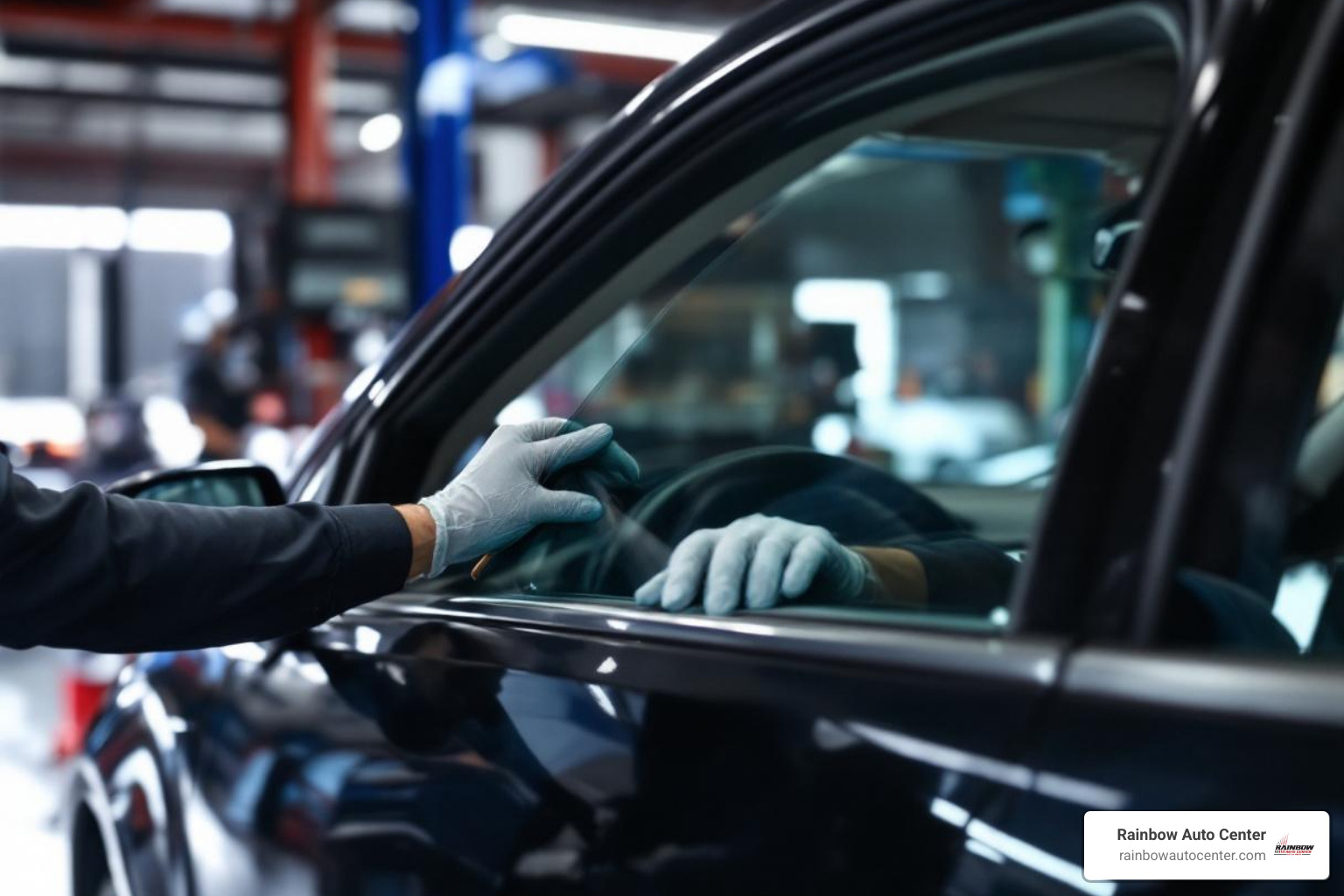 technician installing new side window - auto glass specialist near me