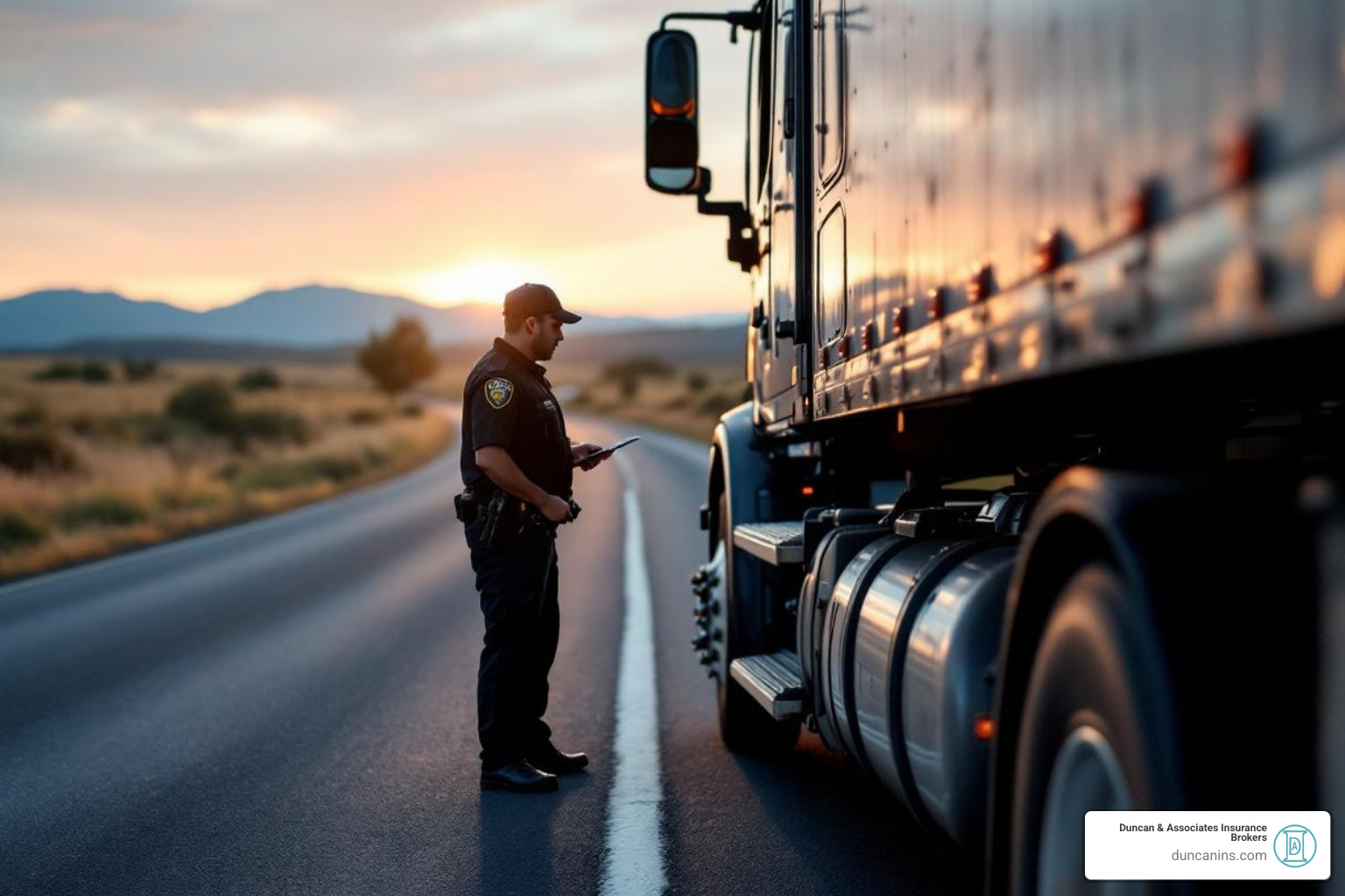 DOT officer inspecting truck - High risk truck insurance