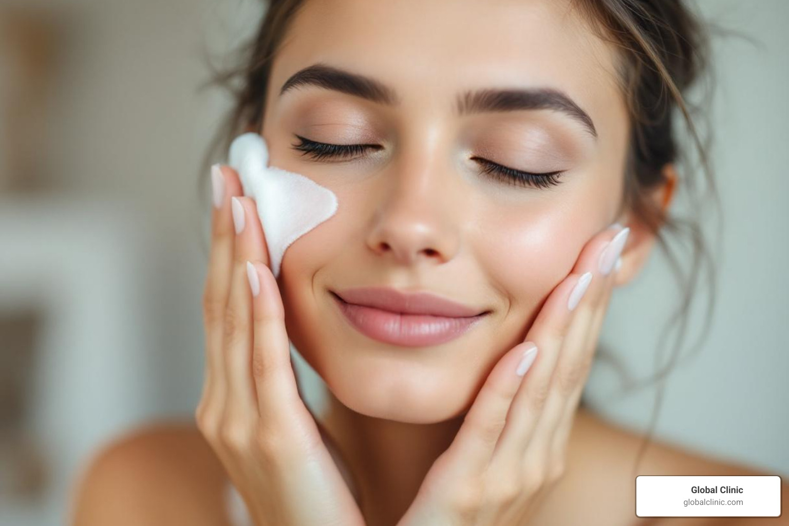 Person applying cold compress - prf under eye swelling Person applying cold compress - prf under eye swelling