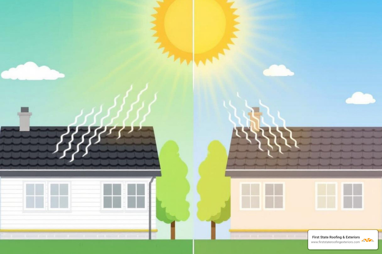 comparing a dark, hot roof to a light-colored, cool roof - residential roof replacement