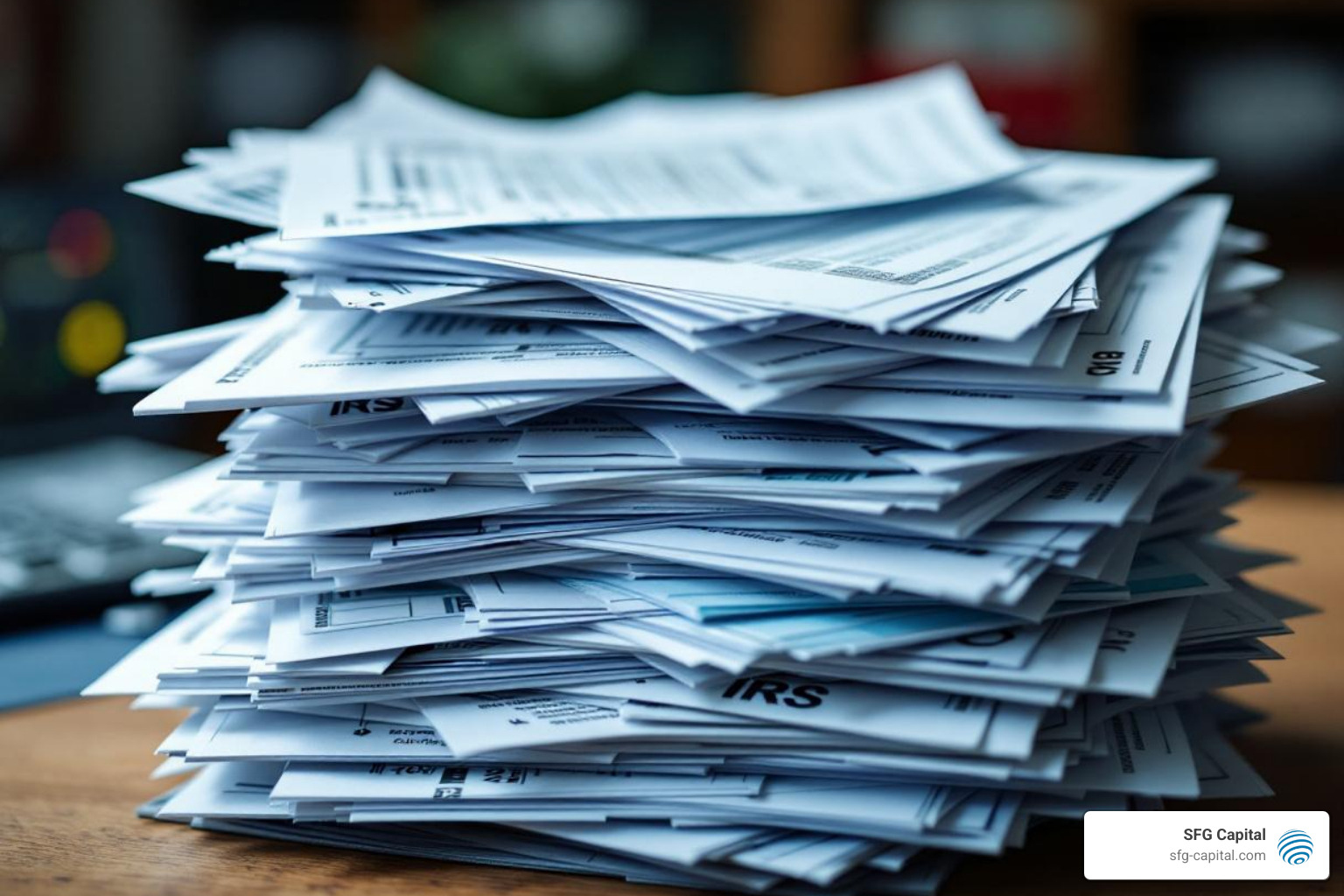 large stack of tax forms representing the IRS backlog - ERC refund status check