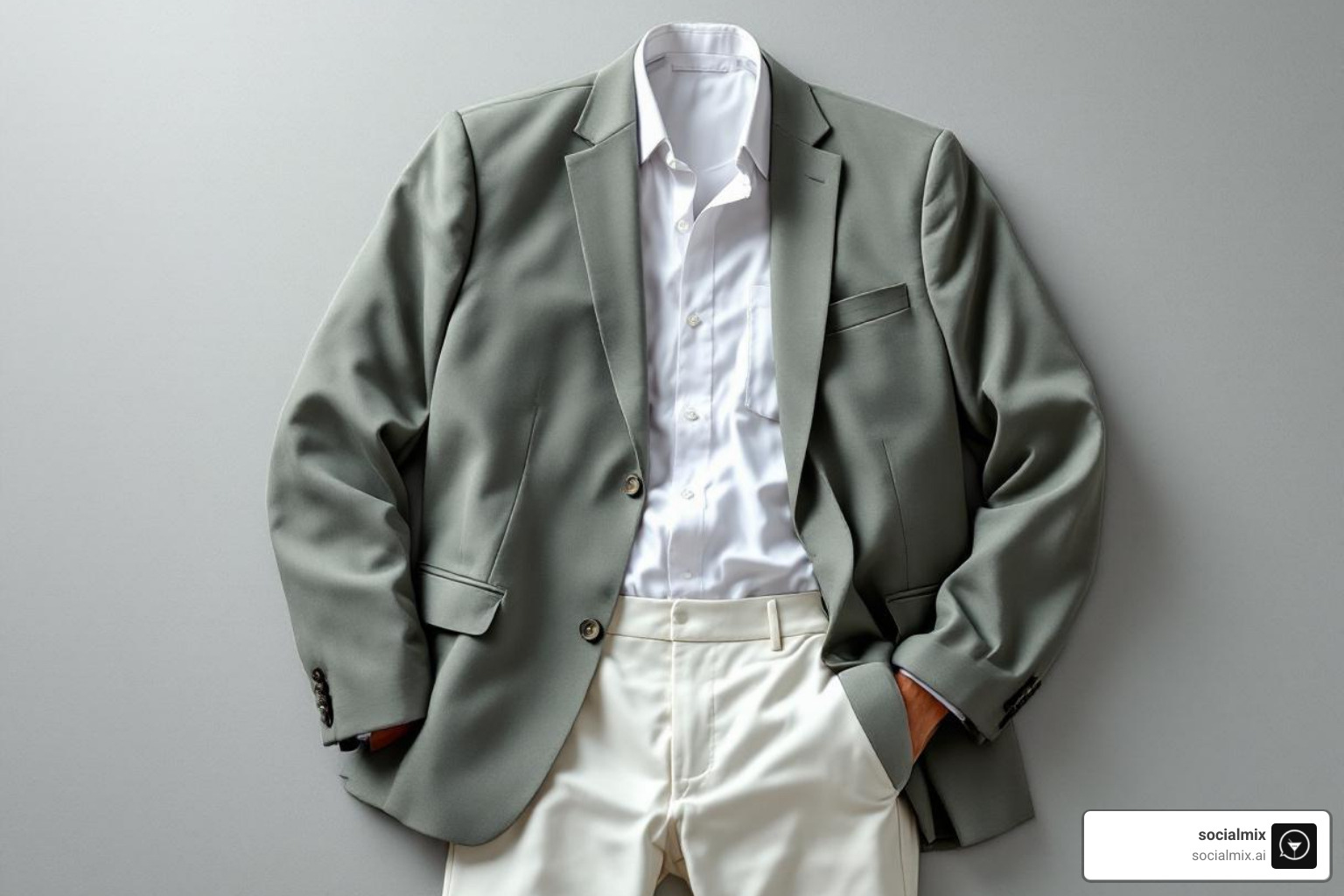 deconstructed summer cocktail outfit: a lightweight blazer, crisp shirt, and custom trousers laid out - summer cocktail attire men wedding