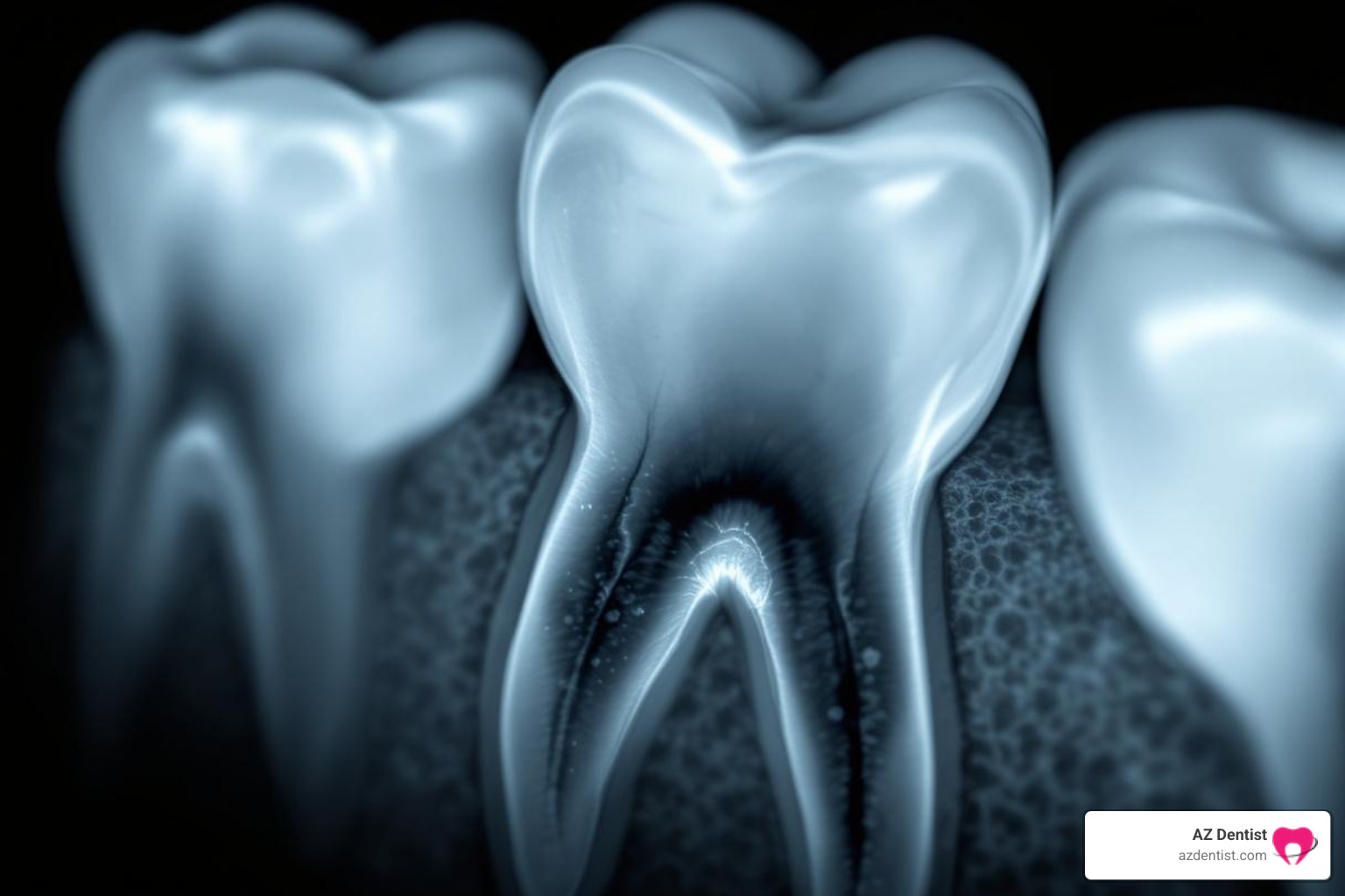 a dental X-ray showing an infected tooth root - Glendale root canal a dental X-ray showing an infected tooth root - Glendale root canal