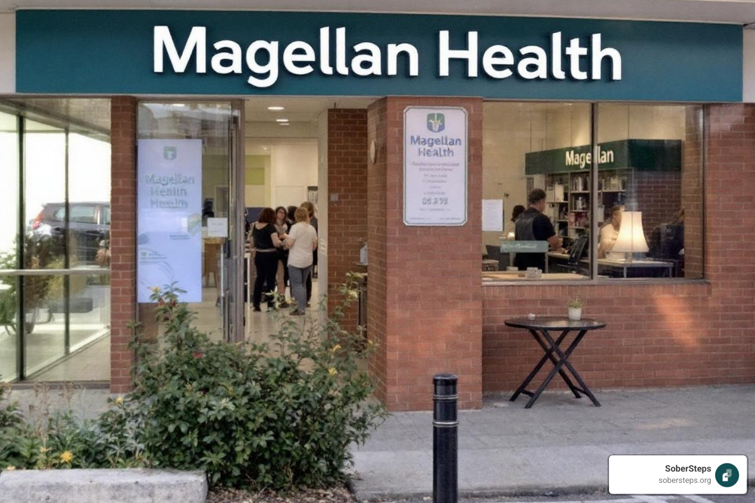 Flowchart showing Centene at the top, leading to Magellan Health, which then connects to Health Plans, Employers, States, and Federal Agencies, and finally to Individual Members seeking care - Magellan Health