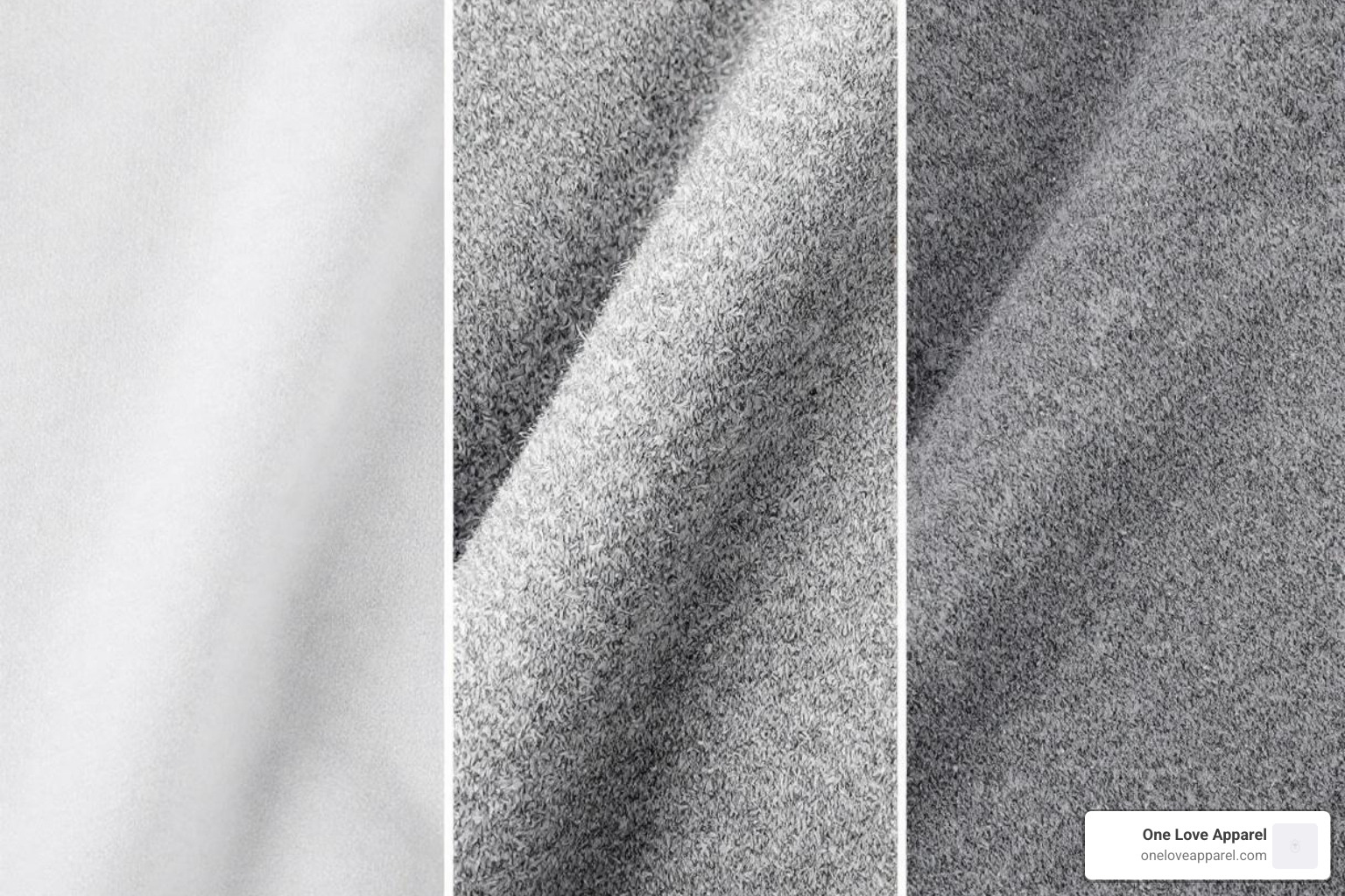 Close-up textures of cotton, French terry, and fleece hoodie fabrics - men's unisex pullover hoodie sweatshirt