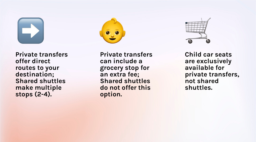 comparison of Private Transfers vs. Shared Shuttles - Cabo Transportation FAQs infographic 3_facts_emoji_light-gradient comparison of Private Transfers vs. Shared Shuttles - Cabo Transportation FAQs infographic 3_facts_emoji_light-gradient