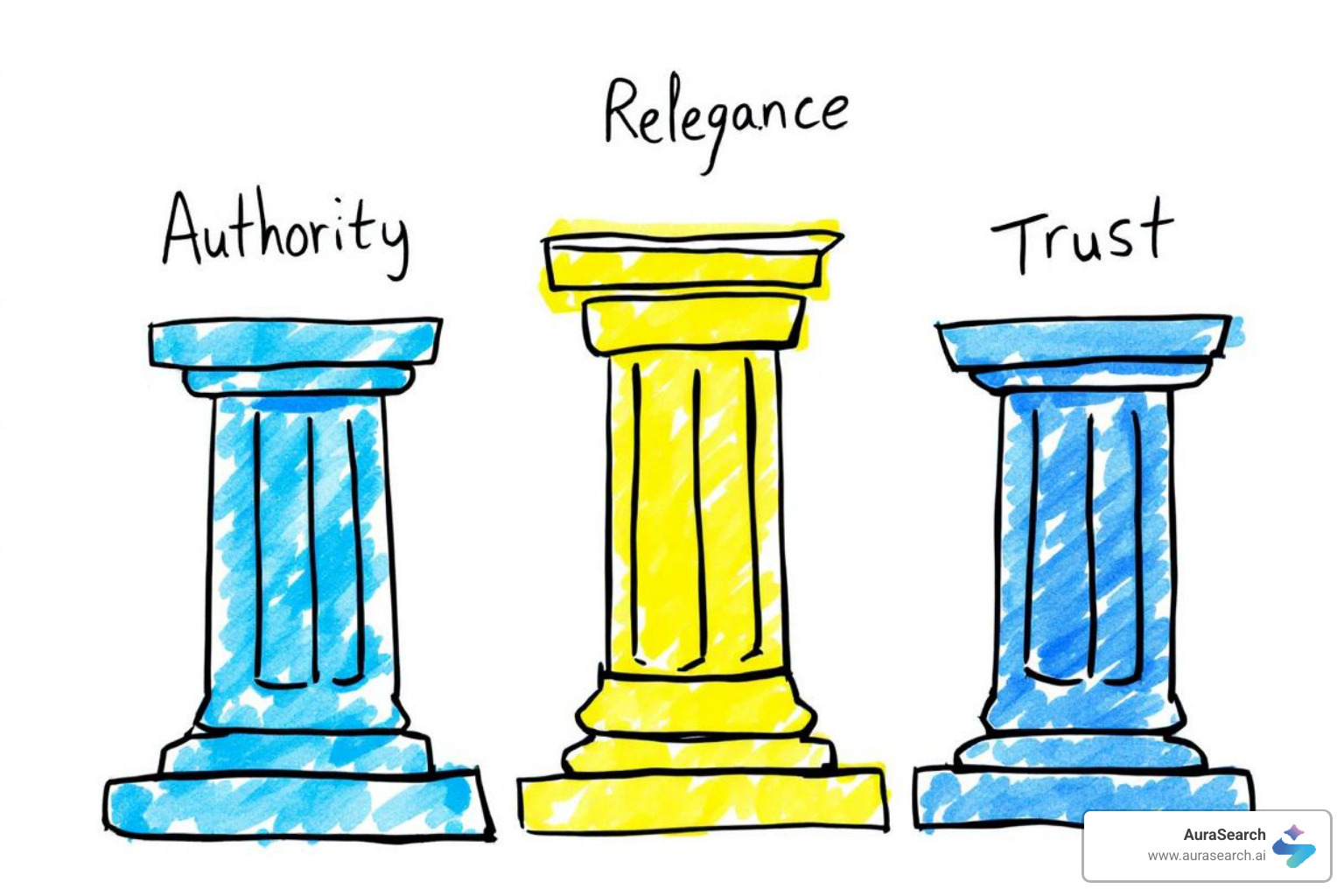 illustrating the concepts of Authority, Relevance, and Trust - ChatGPT ranking factors