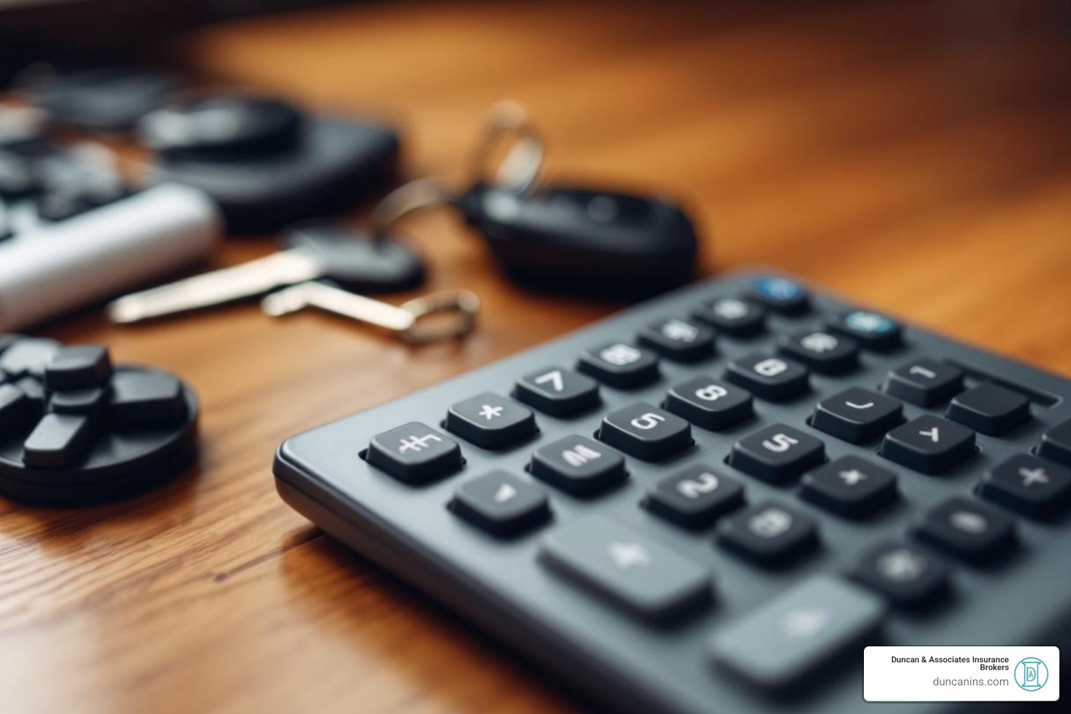 Calculator and car keys - Auto insurance Washington state