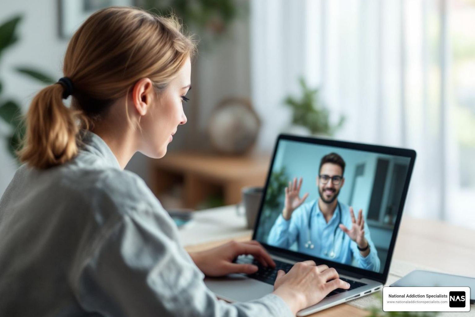 person using laptop for telehealth appointment - suboxone prescription online