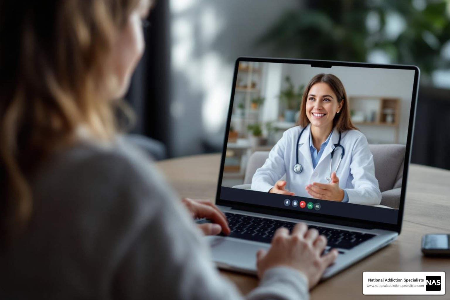 Image showing a supportive care team interacting with a patient during a video call. - suboxone prescription online