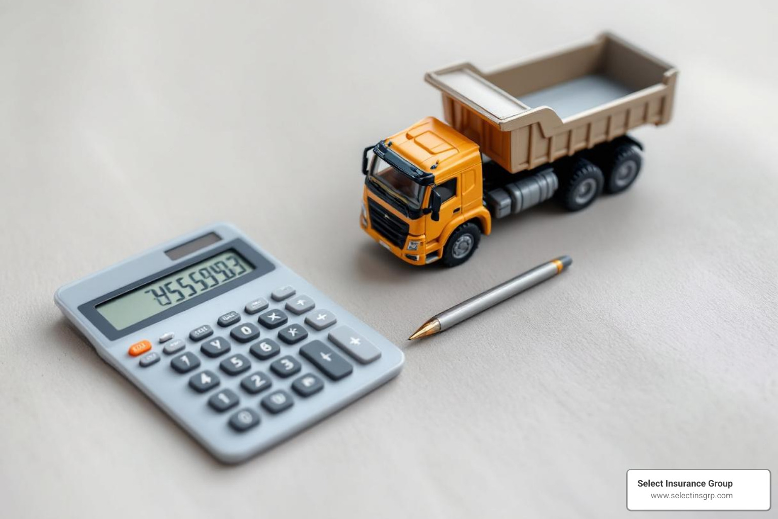 calculator next to toy truck - commercial truck insurance quotes