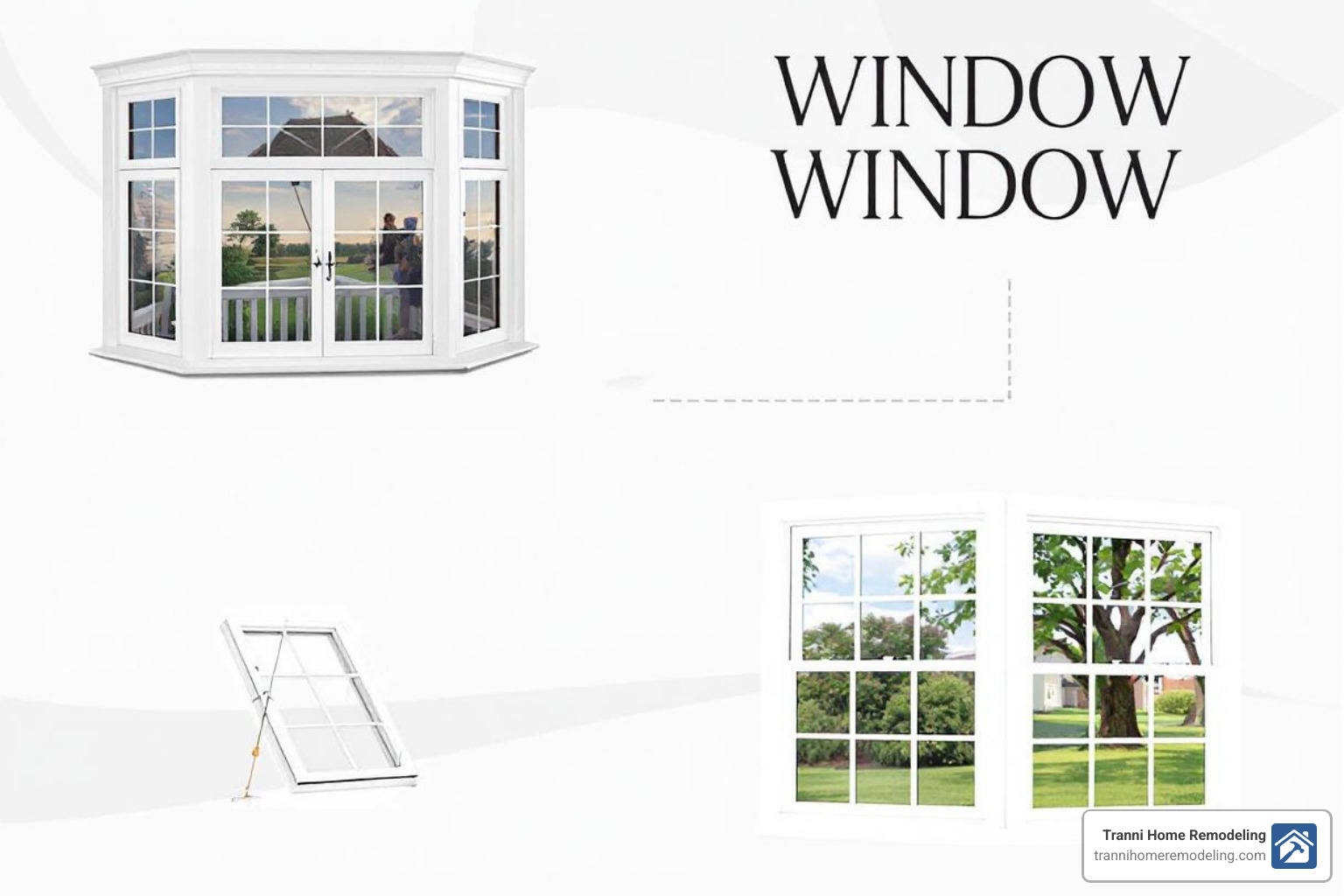 Collage showcasing various window styles like bay, casement, and double-hung - windows installation near me Collage showcasing various window styles like bay, casement, and double-hung - windows installation near me