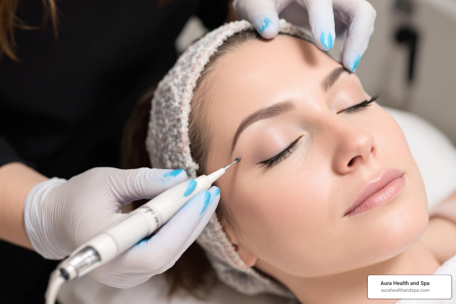 A diagram showing microneedles creating micro-channels in the skin and stimulating collagen and elastin production below the surface - microneedling offers near me