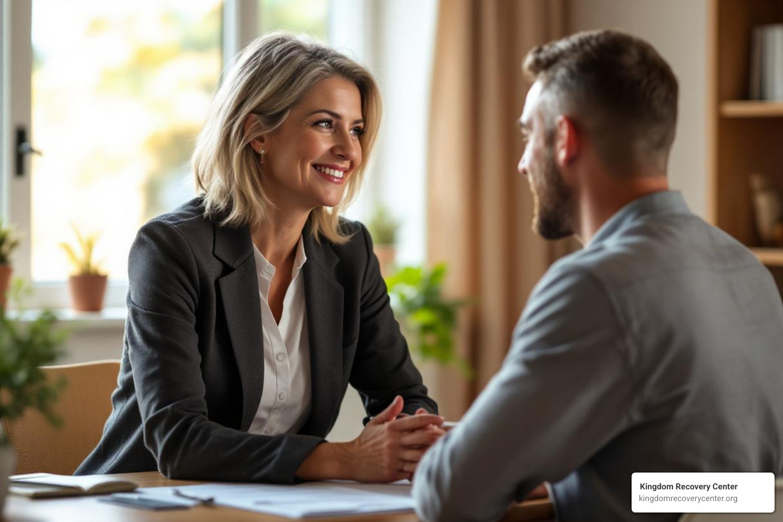 compassionate therapist talking with a client - drug rehab grainger county tn