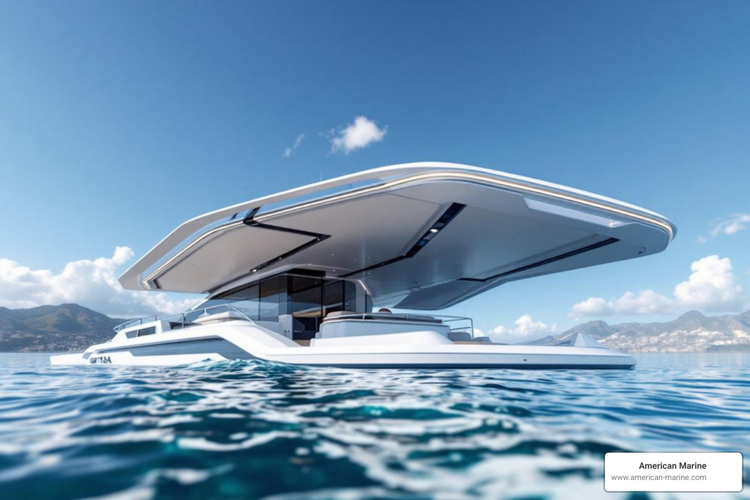 stylish bimini top on a modern yacht - custom yacht canvas