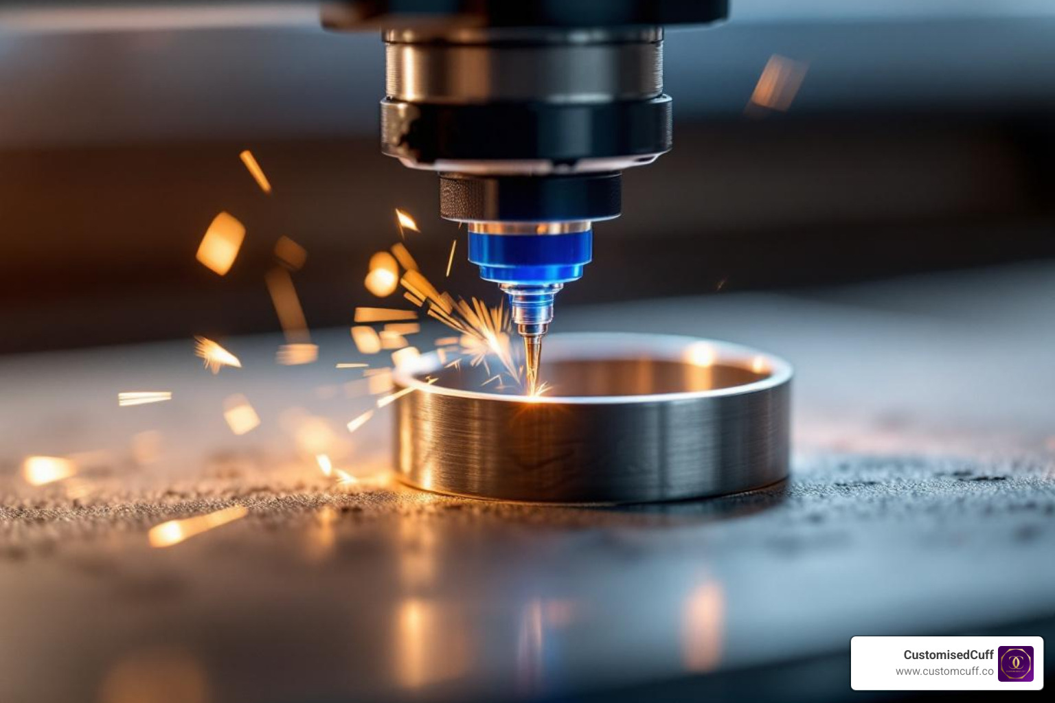 close-up on a laser engraving machine working on a bracelet - engraved bracelets