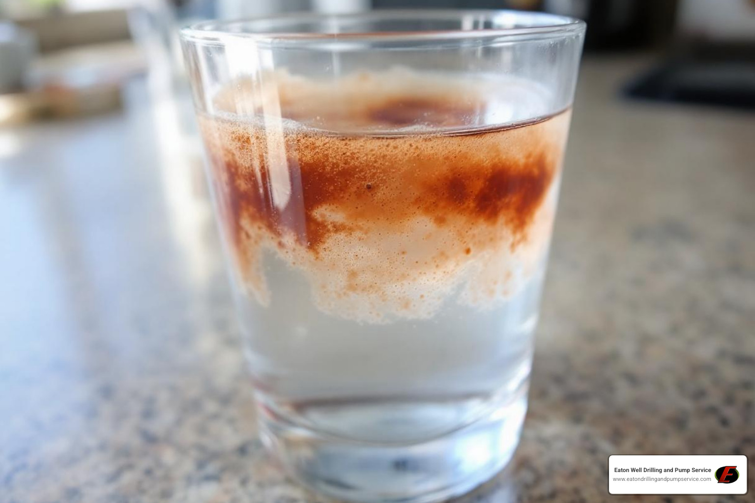glass of discolored water - irrigation well