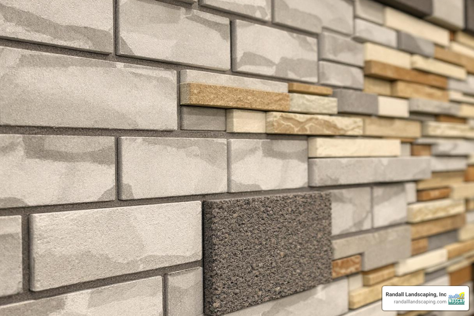 Various block materials and textures like split-face, stucco, and natural stone - block wall builder