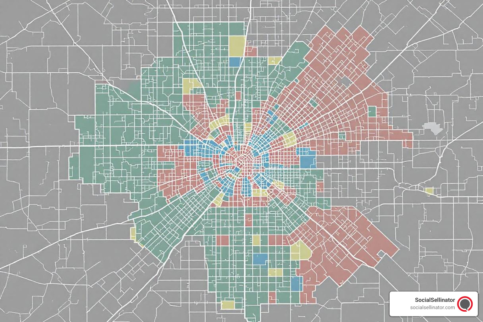 Map of Fort Worth with key neighborhoods highlighted - search engine agency fort worth