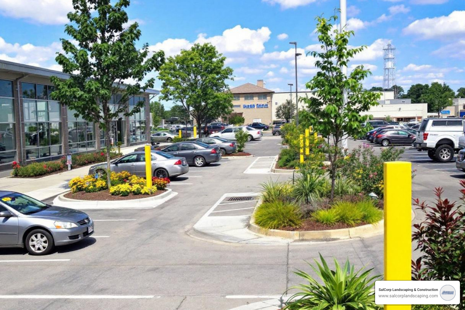diagram of a catch basin and a trench drain side-by-side - commercial parking lot drainage systems