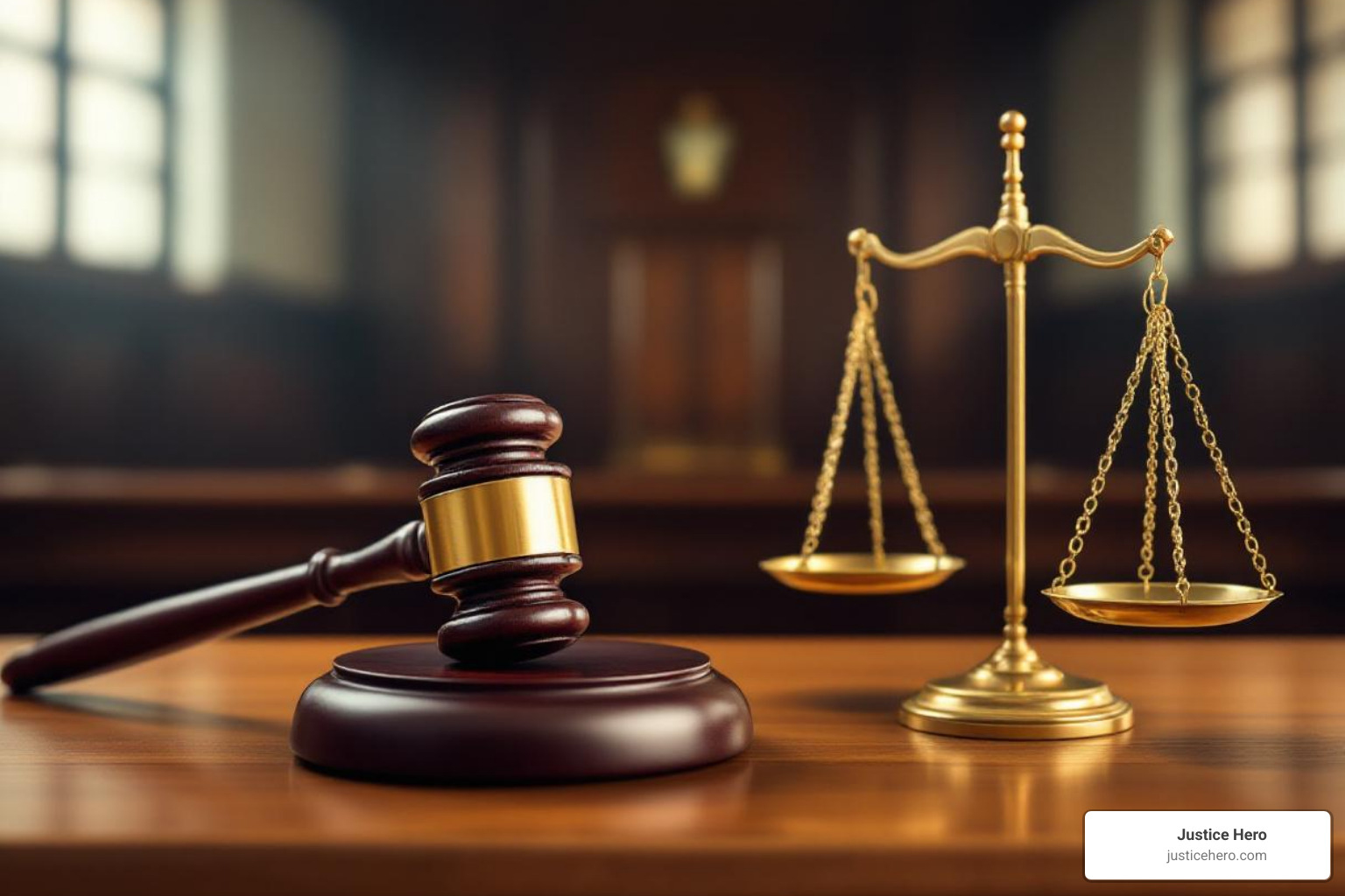 Courtroom gavel and scales of justice - hernia mesh mass tort