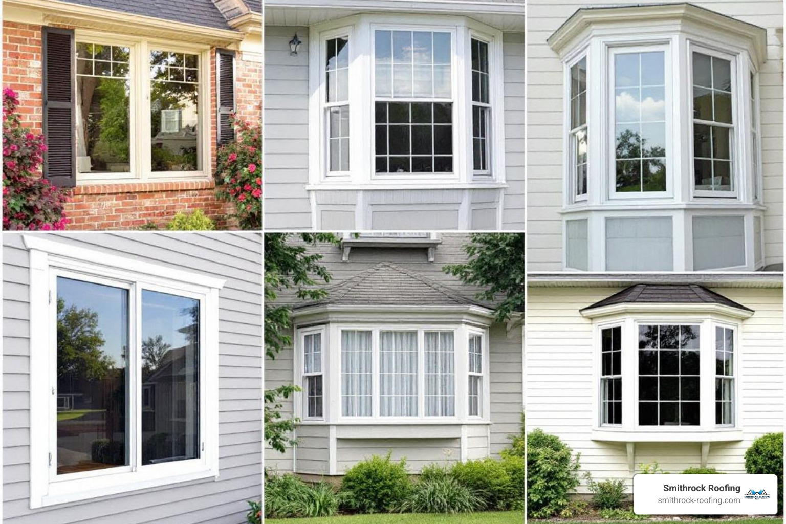collage of various window styles: casement, double-hung, bay, and more - home window upgrade