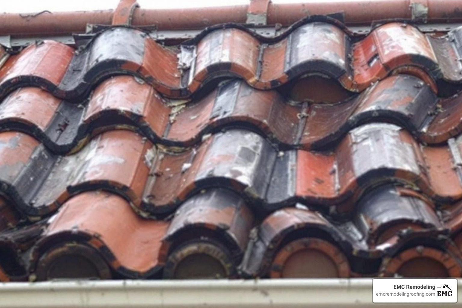 Three different Spanish tile samples: traditional red clay, a gray concrete tile, and a multi-toned composite tile. - spanish tile roof replacement