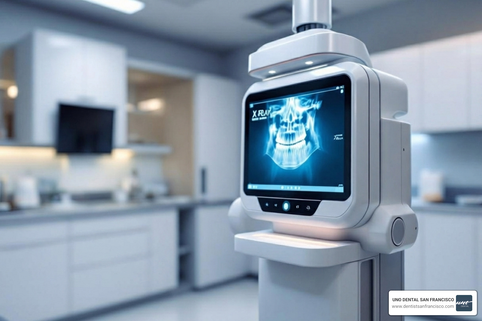 A modern digital X-ray machine in a dental office, showing its advanced technology - new patient dentist appointment A modern digital X-ray machine in a dental office, showing its advanced technology - new patient dentist appointment