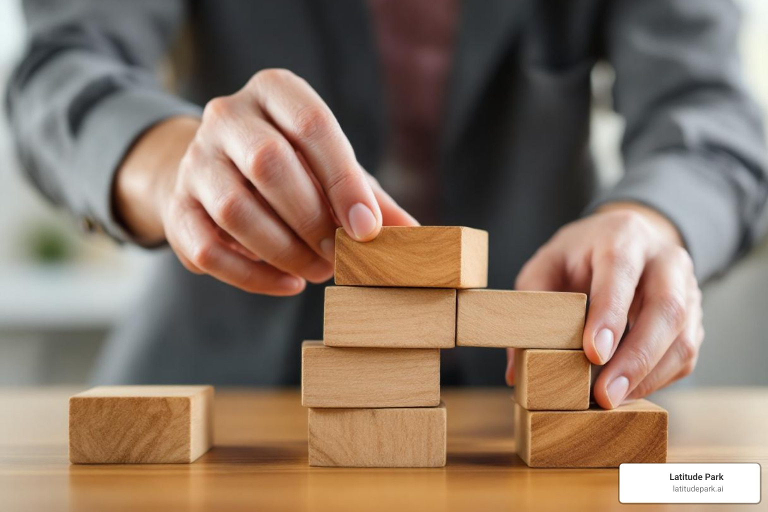 Image of a person carefully building with blocks labeled "Content," "Technical," "Links" - ethical search engine optimization