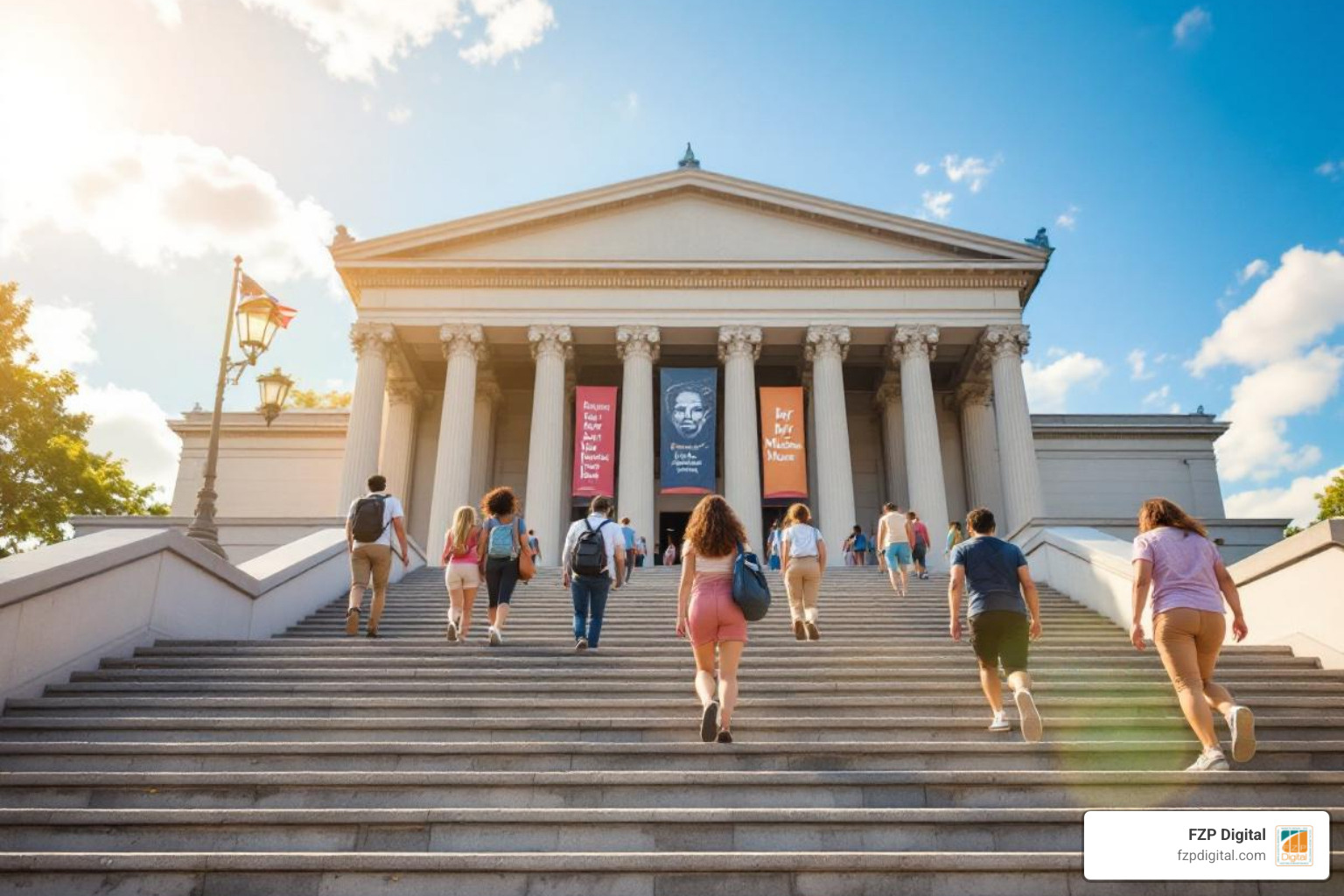 Iconic Philadelphia Art Museum steps with happy, diverse people - advertising agencies in philly Iconic Philadelphia Art Museum steps with happy, diverse people - advertising agencies in philly