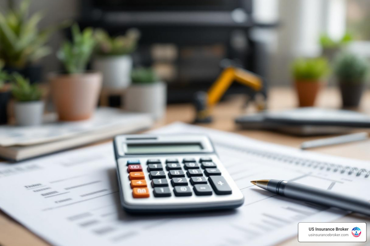 calculator and a toy car on a desk - auto dealer insurance quote calculator and a toy car on a desk - auto dealer insurance quote