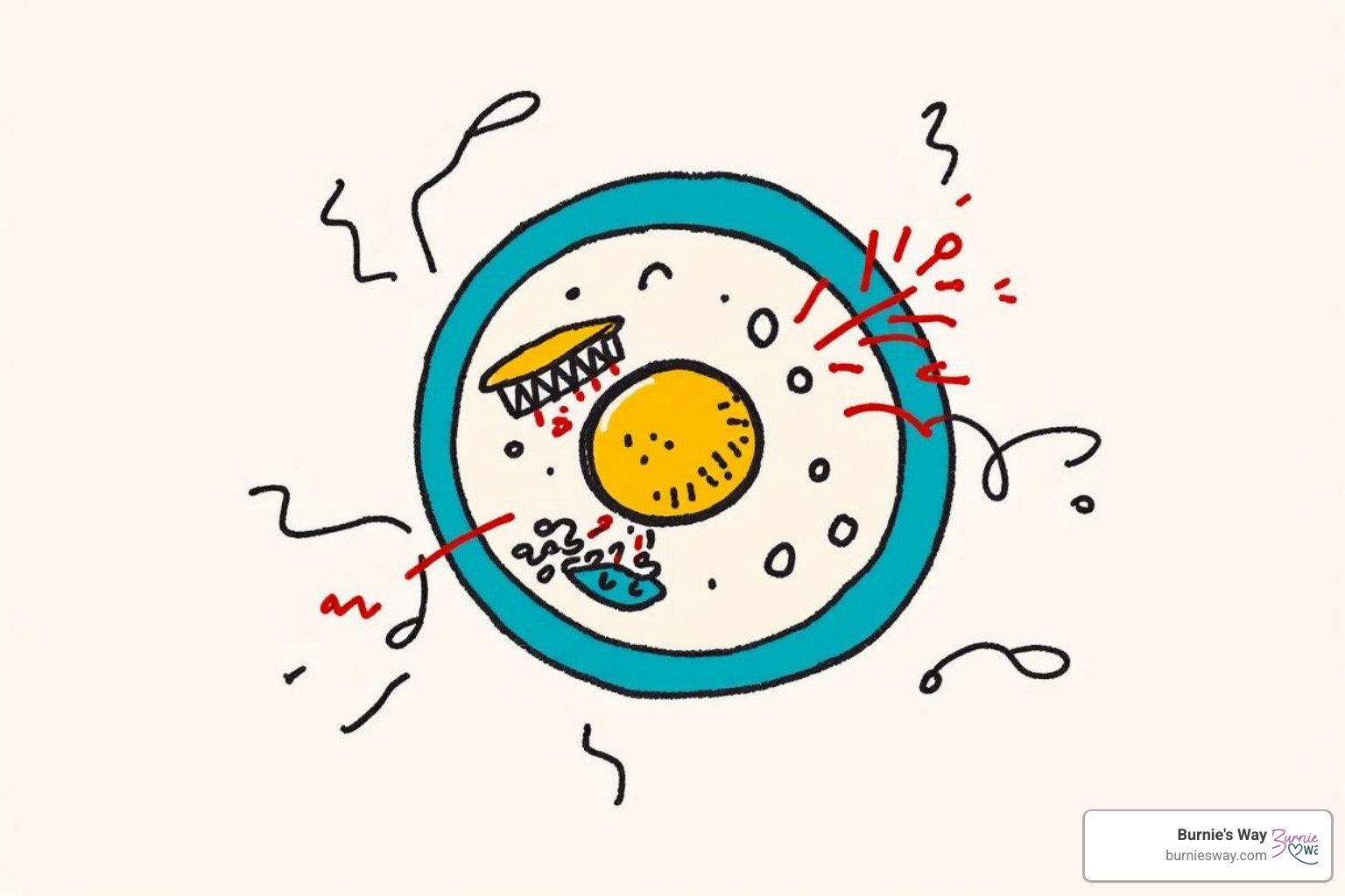simplified diagram showing a cell responding to stress - adapting to aging
