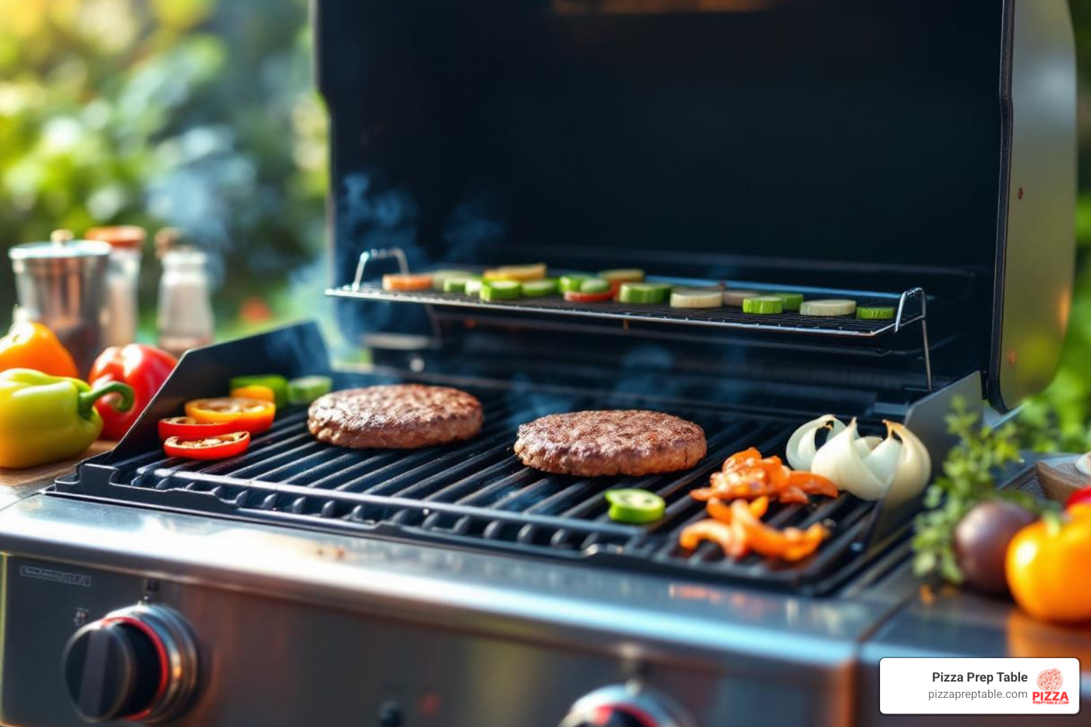 gas flat top grill cooking burgers and vegetables outdoors - gas grills flat top gas flat top grill cooking burgers and vegetables outdoors - gas grills flat top