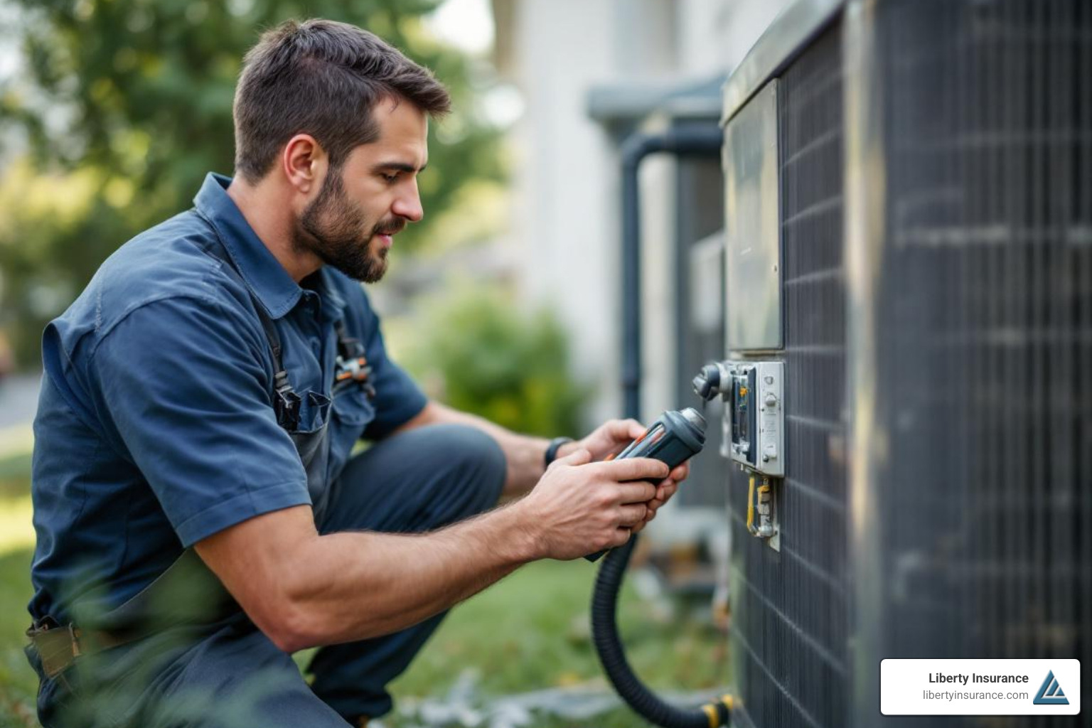 an HVAC technician inspecting a compressor - HVAC system breakdown
