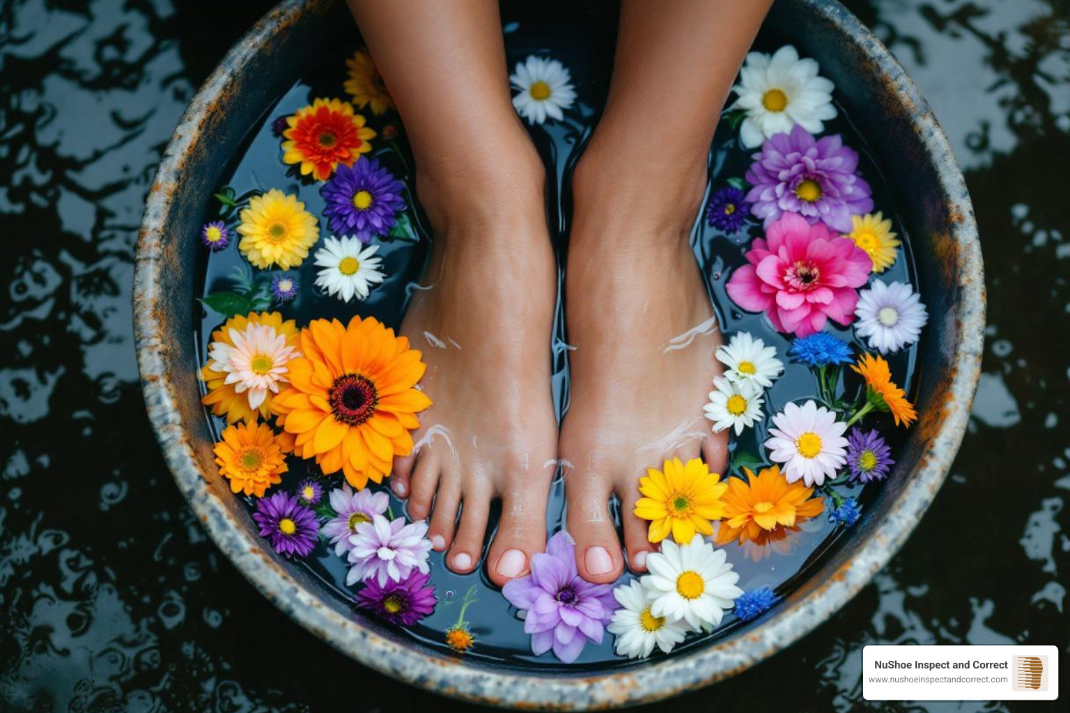person soaking feet in a basin with flowers - how do you get rid of smelly feet and shoes person soaking feet in a basin with flowers - how do you get rid of smelly feet and shoes