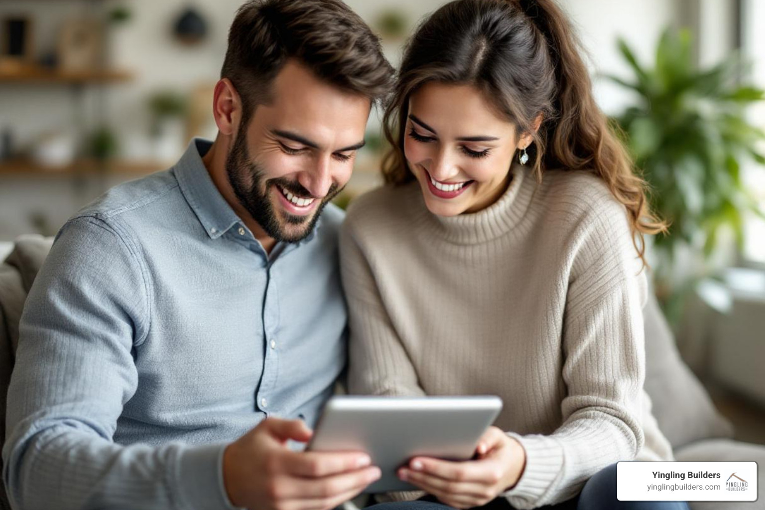 A person happily looking at a map on their tablet, with various points indicating new build open houses - new build open houses near me
