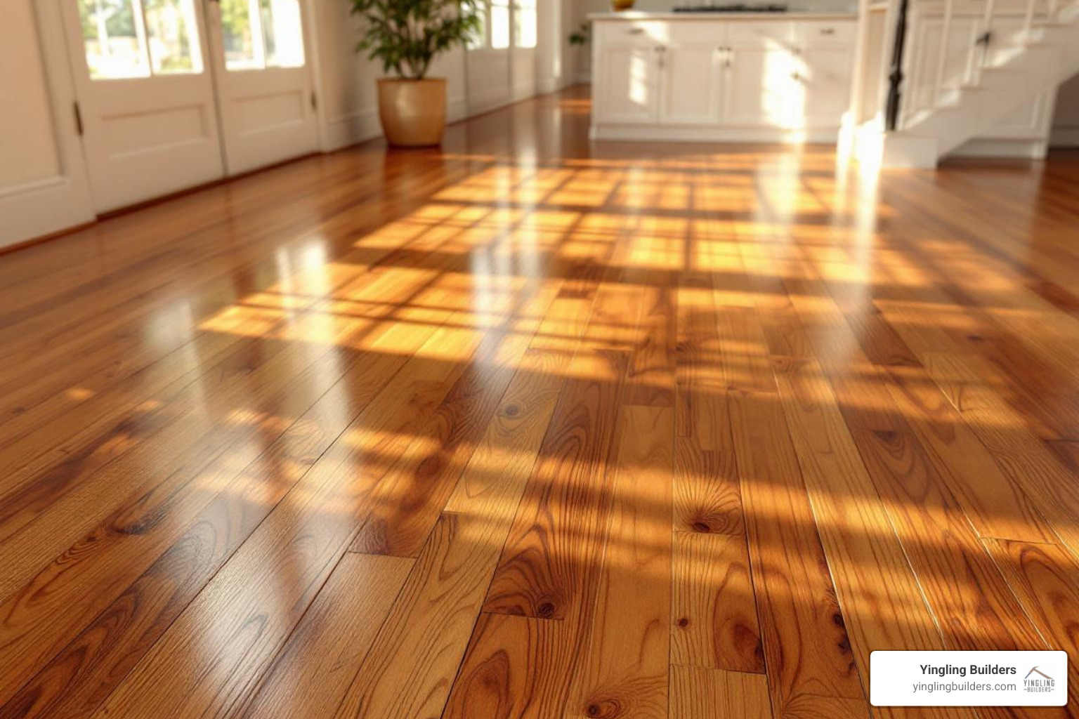 A beautifully restored original wood floor showcasing the harmony of old and new in a renovated space. - old home renovation