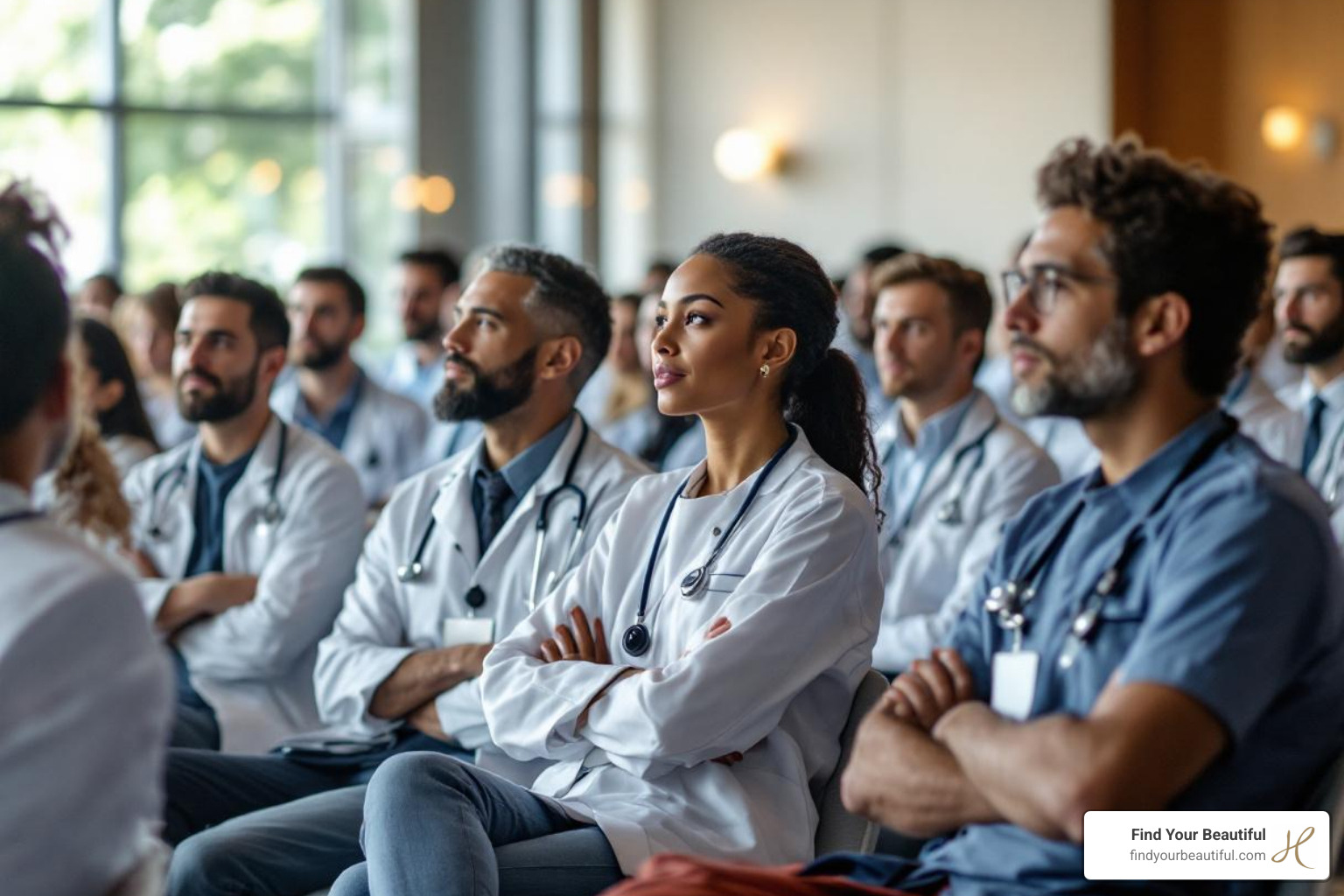 Diverse group of medical professionals in a training seminar - morpheus8 practitioner training