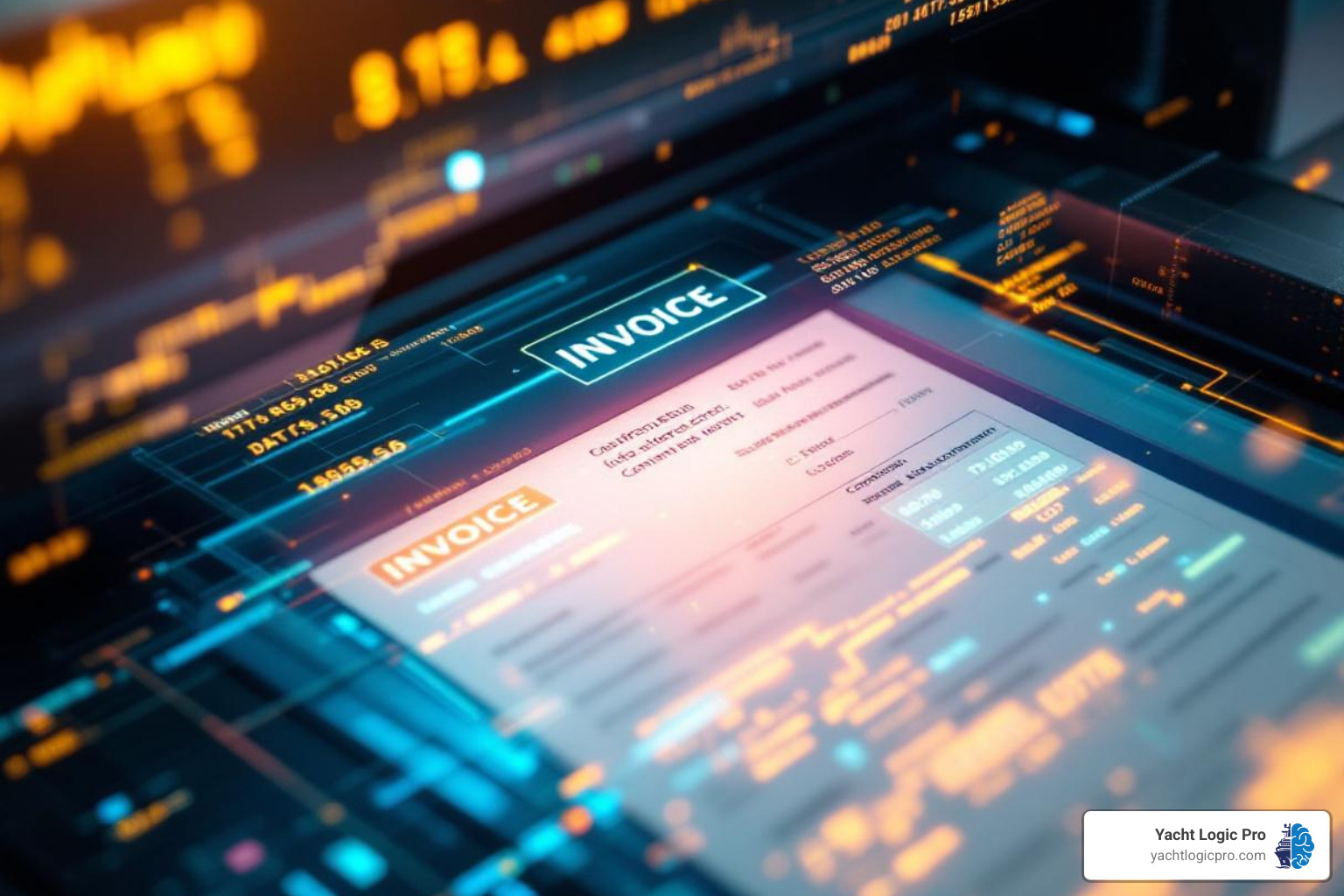 OCR technology scanning an invoice and highlighting data fields - Automated data entry OCR technology scanning an invoice and highlighting data fields - Automated data entry